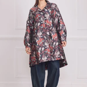 Manteau femme léger brillant à fleurs