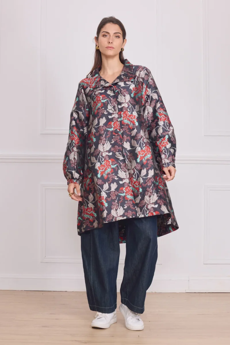 Manteau femme léger brillant à fleurs - Imagen 2