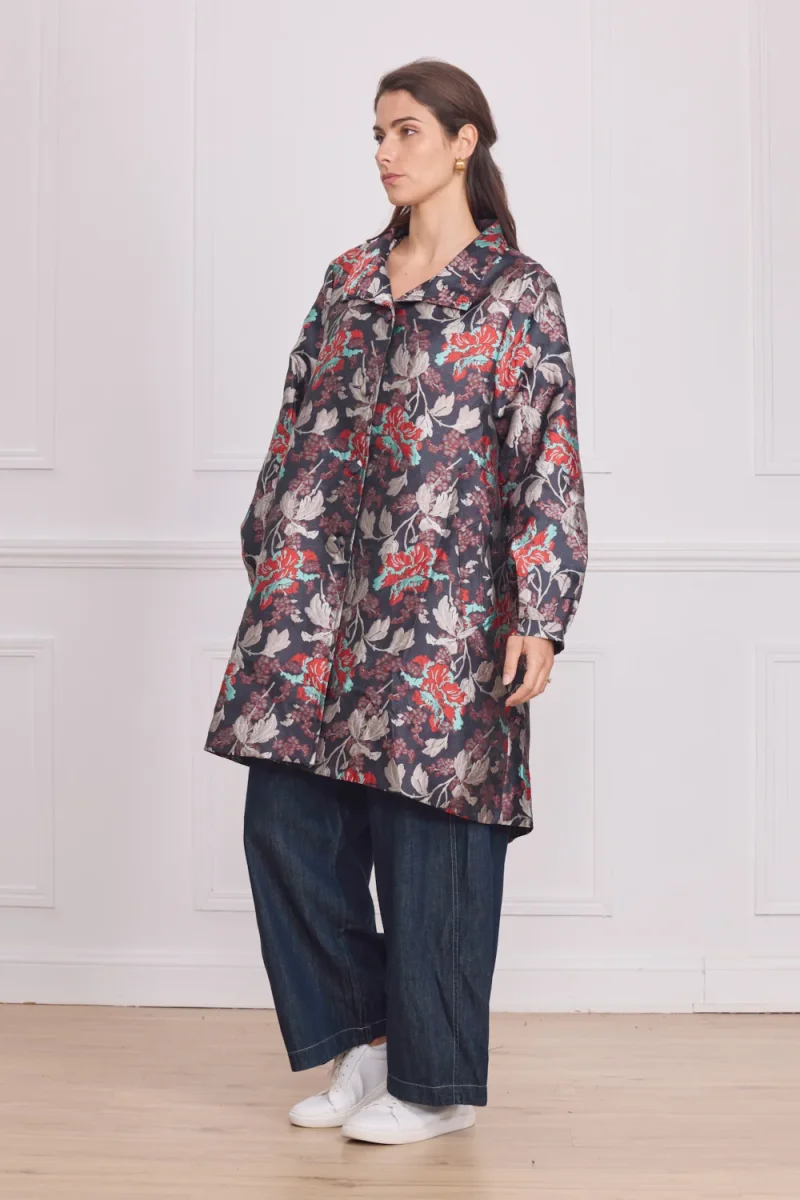 Manteau femme léger brillant à fleurs - Imagen 3