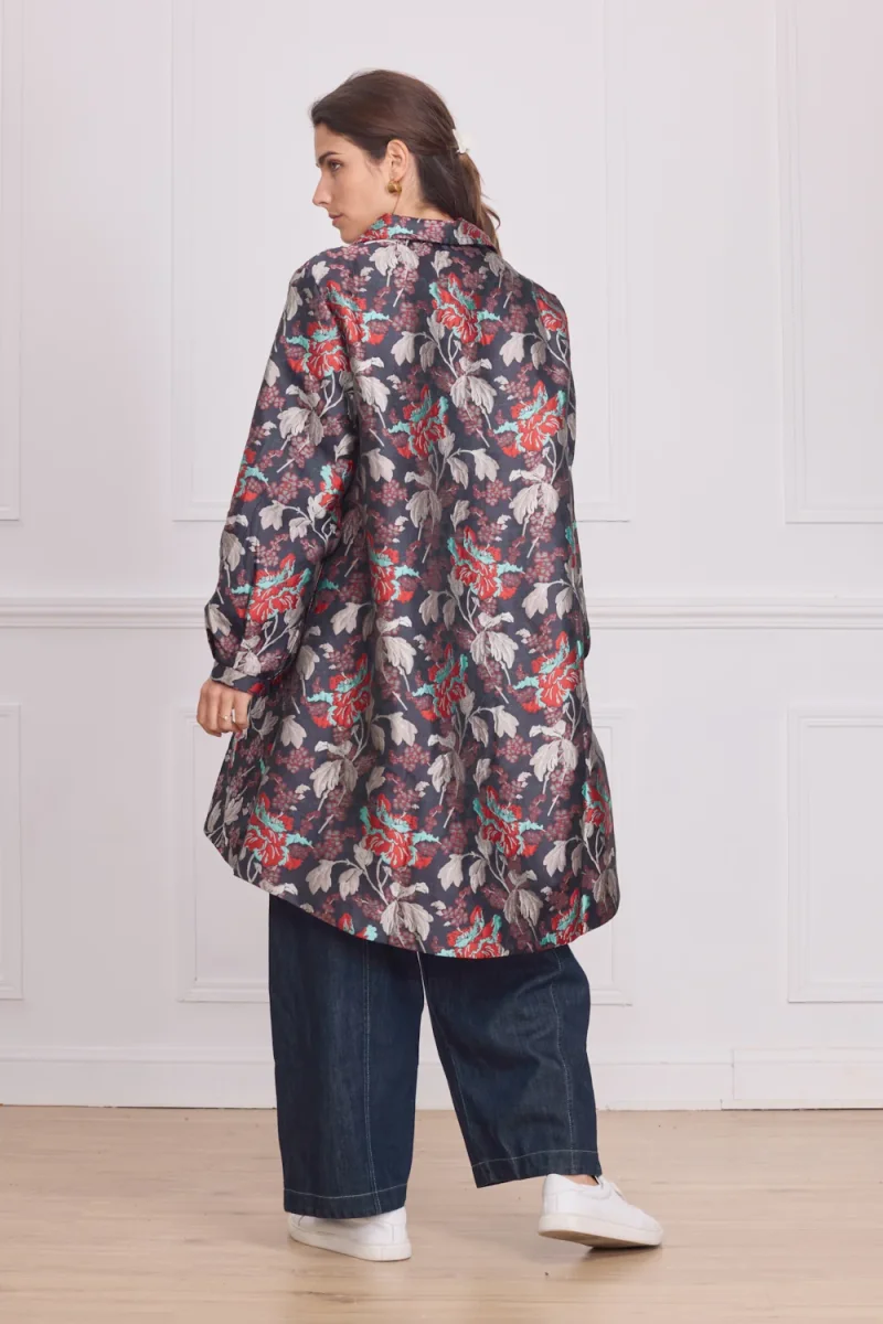 Manteau femme léger brillant à fleurs - Imagen 4