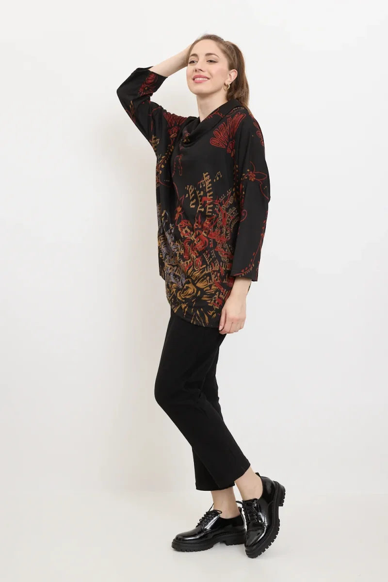 Blouse tunique à motifs fleurs sauvages