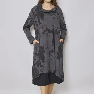 Robe longue à col roulé à motifs aigle