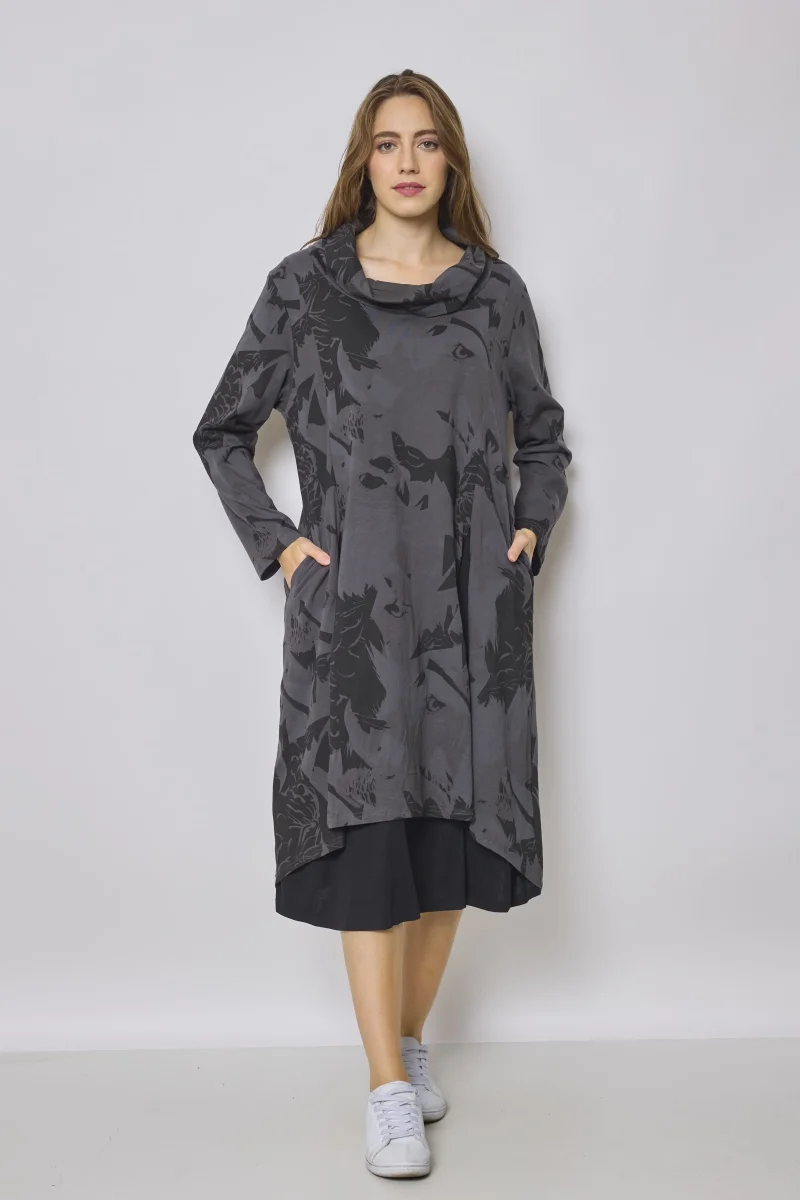 Robe longue à col roulé à motifs aigle - Imagen 2