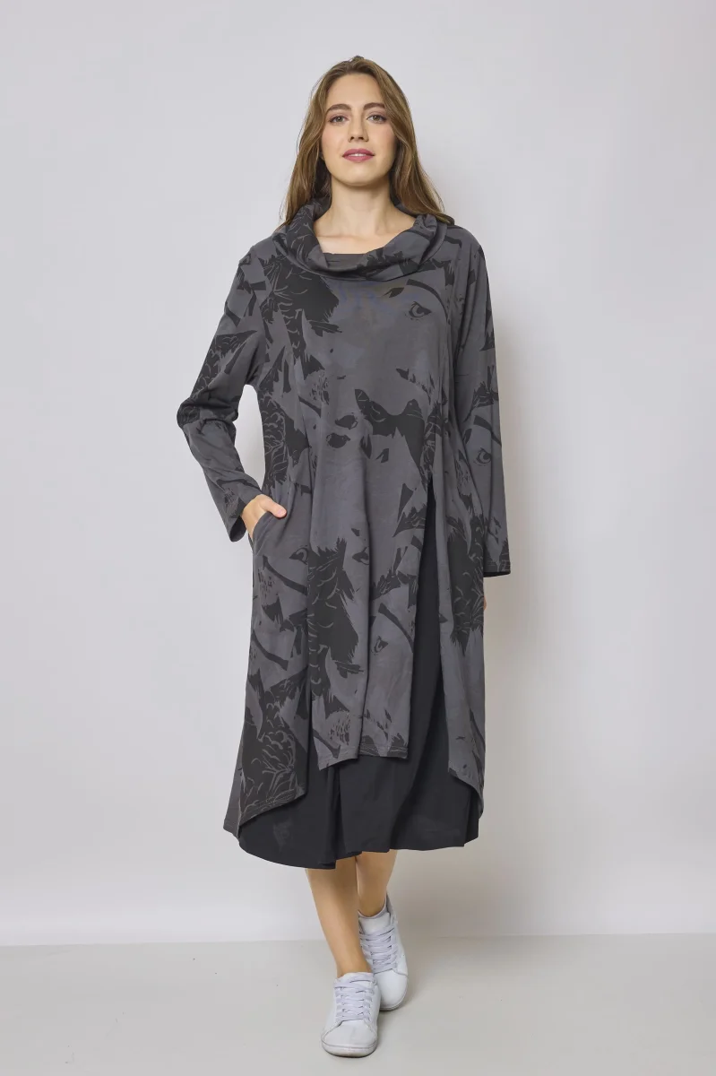 Robe longue à col roulé à motifs aigle - Imagen 4