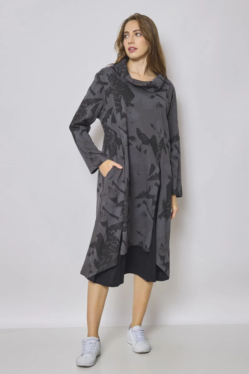 Robe longue à col roulé à motifs aigle - Imagen 5
