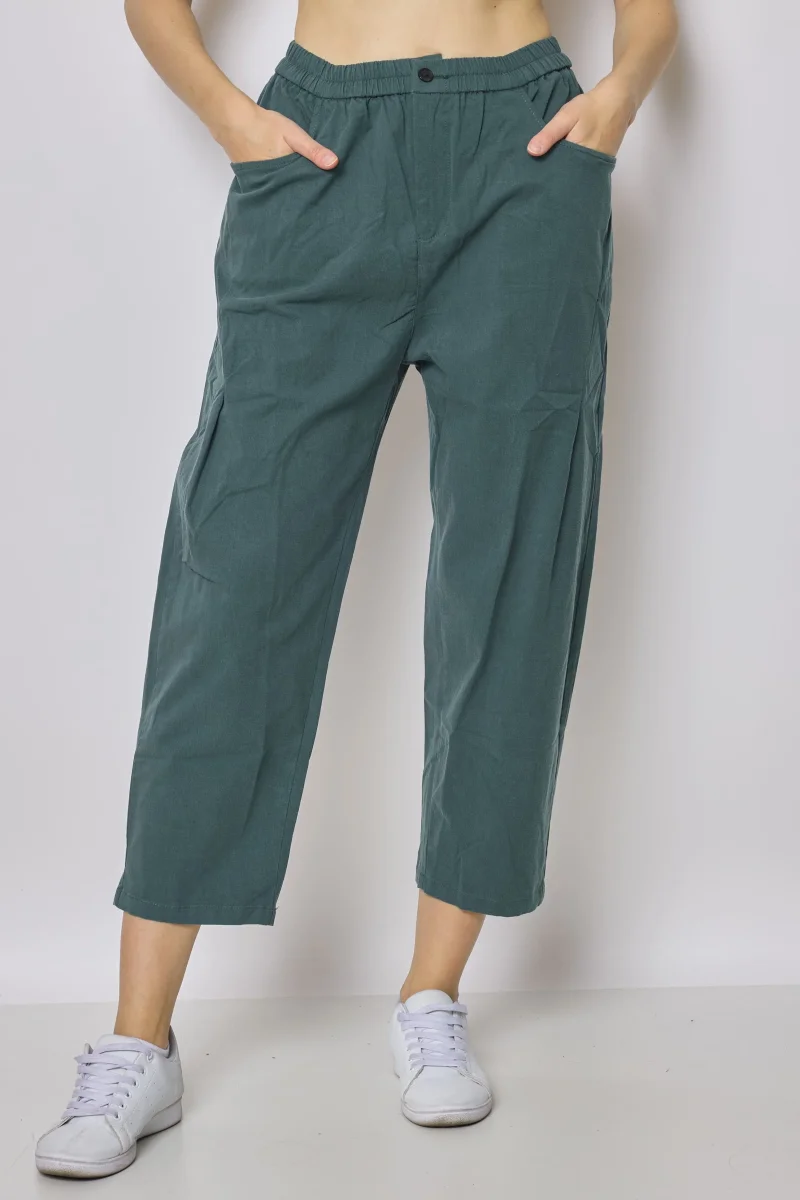 Pantalon mom en coton et tencel - Imagen 3