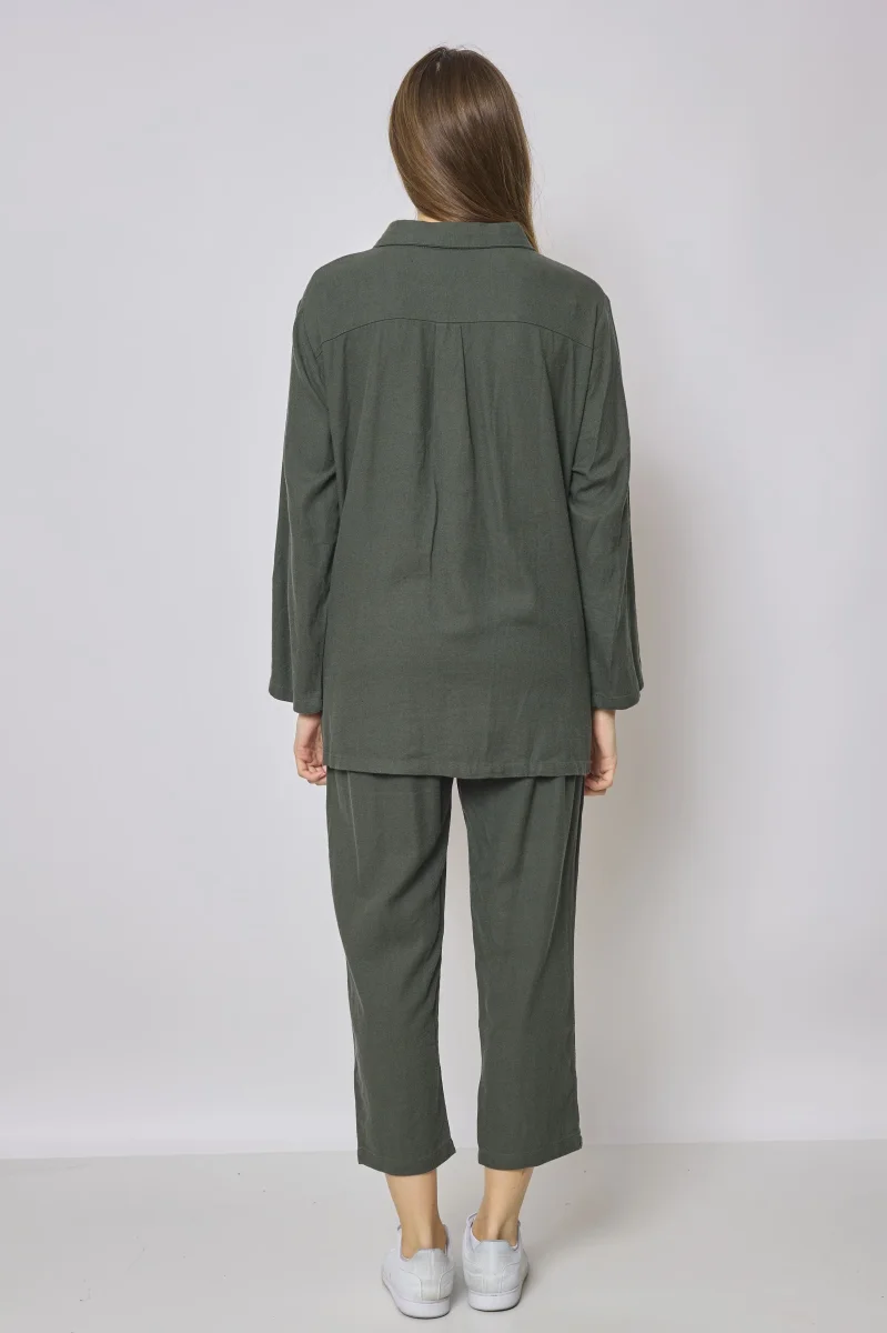 Veste courte verte en coton et en lin - Imagen 4