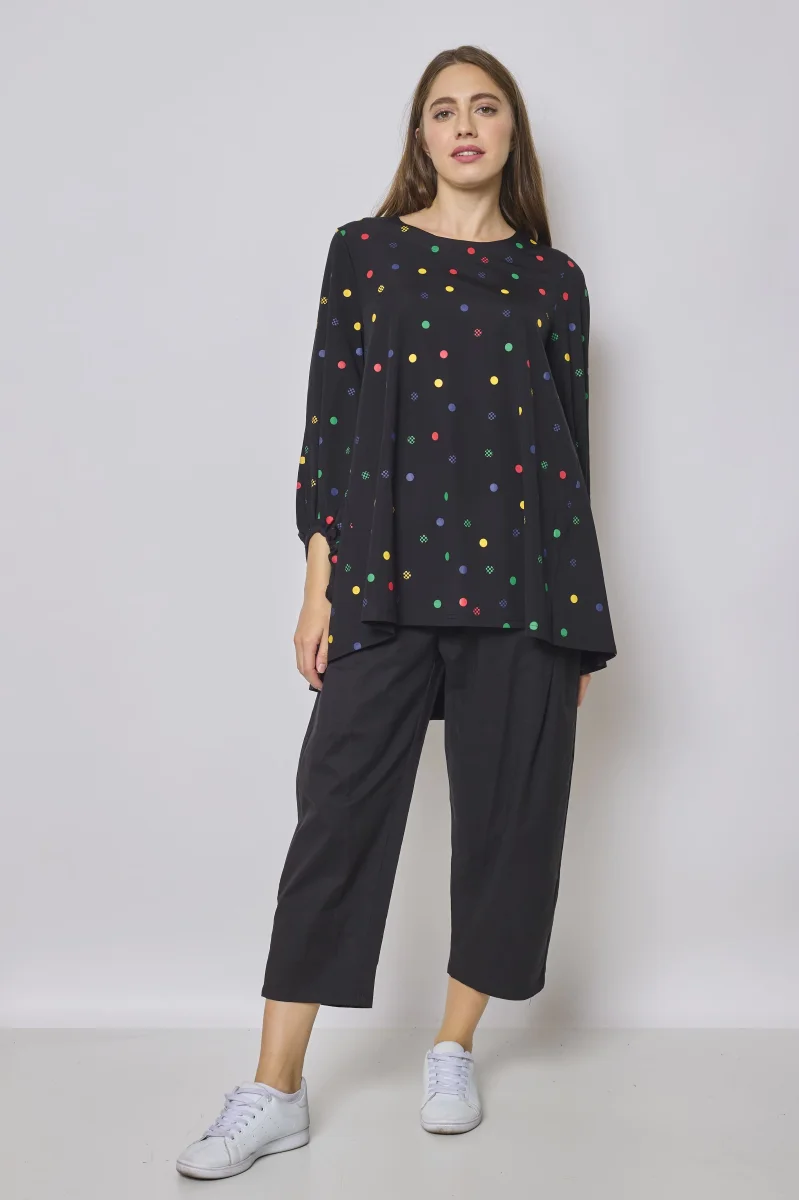 Blouse manche bouffante à pois colorés - Imagen 3