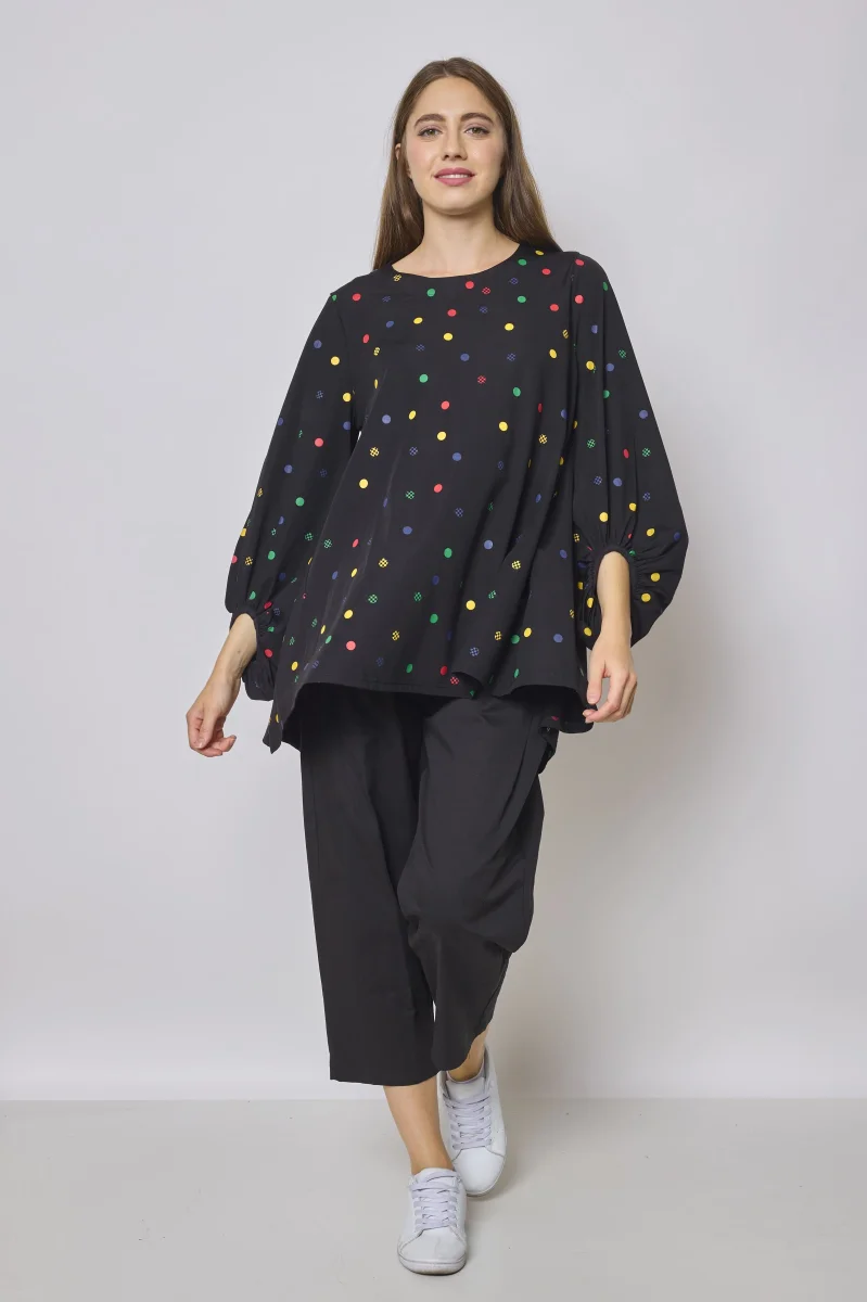 Blouse manche bouffante à pois colorés - Imagen 2