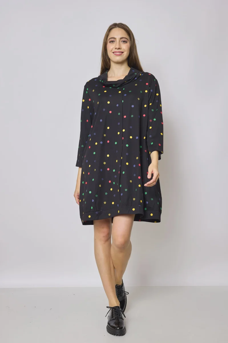Robe tunique col roulé à pois colorés - Imagen 2