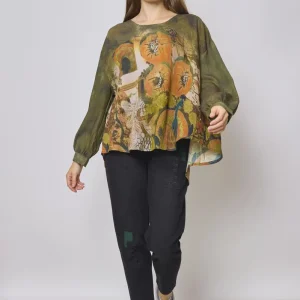 Blouse fleurie verte