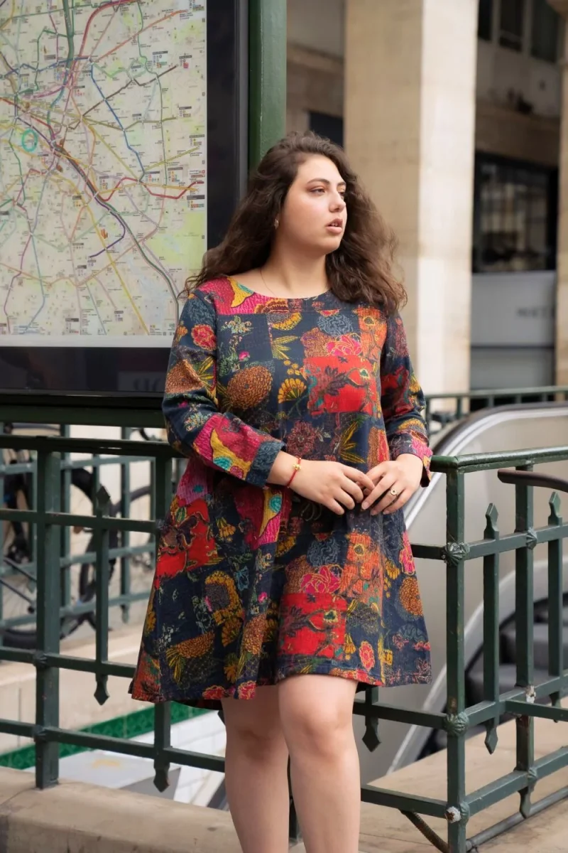 Robe mi longue fleurie hiver