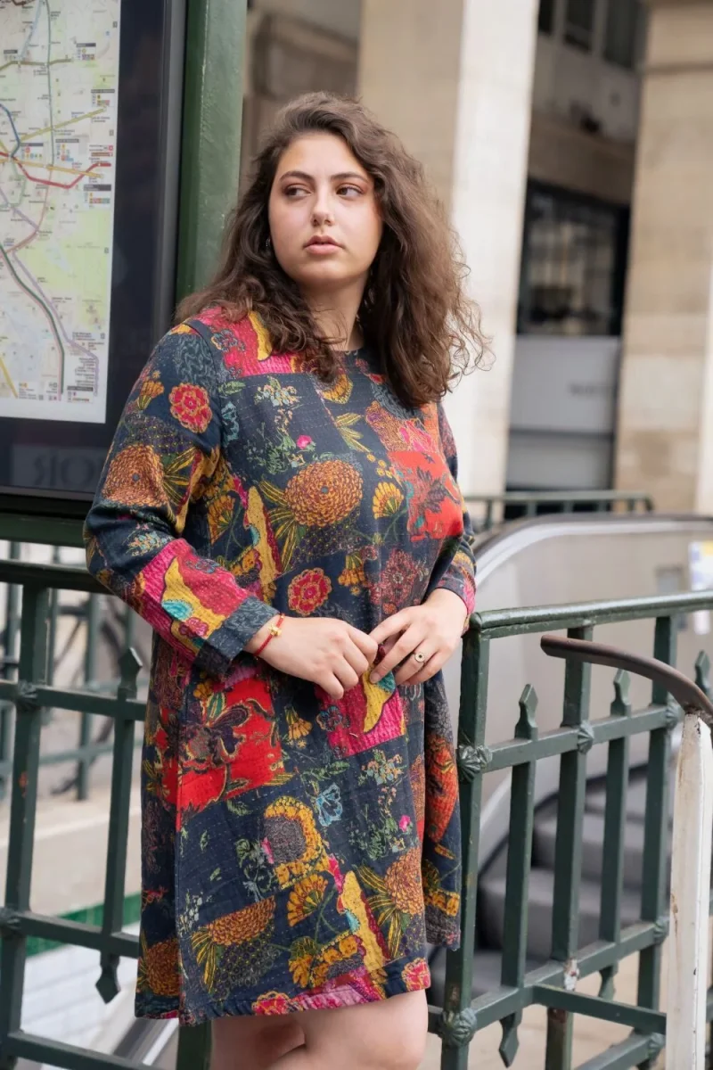 Robe mi longue fleurie hiver - Imagen 3