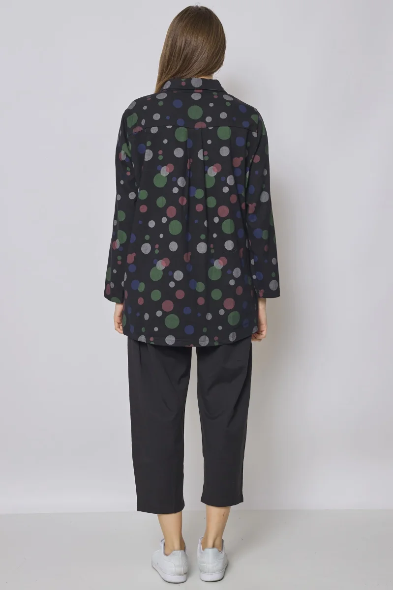Veste courte noire à motifs ronds - Imagen 4