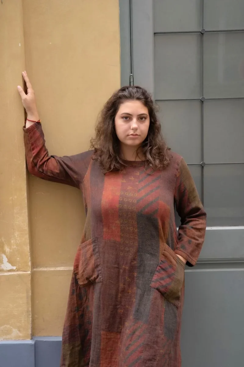 Robe marron rouge hiver - Imagen 4
