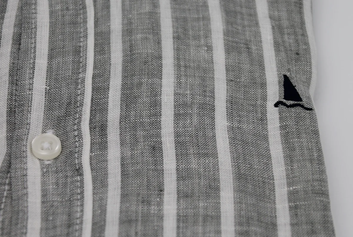 CAMISA LINO RAYAS ANCHAS GRIS VERDOSO - Imagen 5