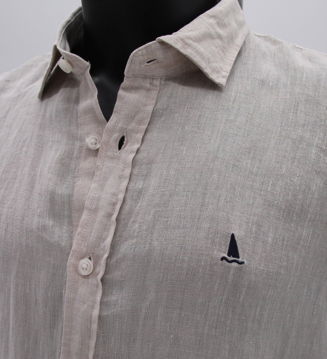 CAMISA LINO BEIGE - Imagen 3