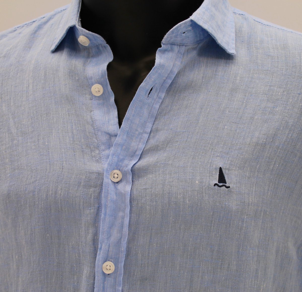 CAMISA LINO AZUL CELESTE - Imagen 3