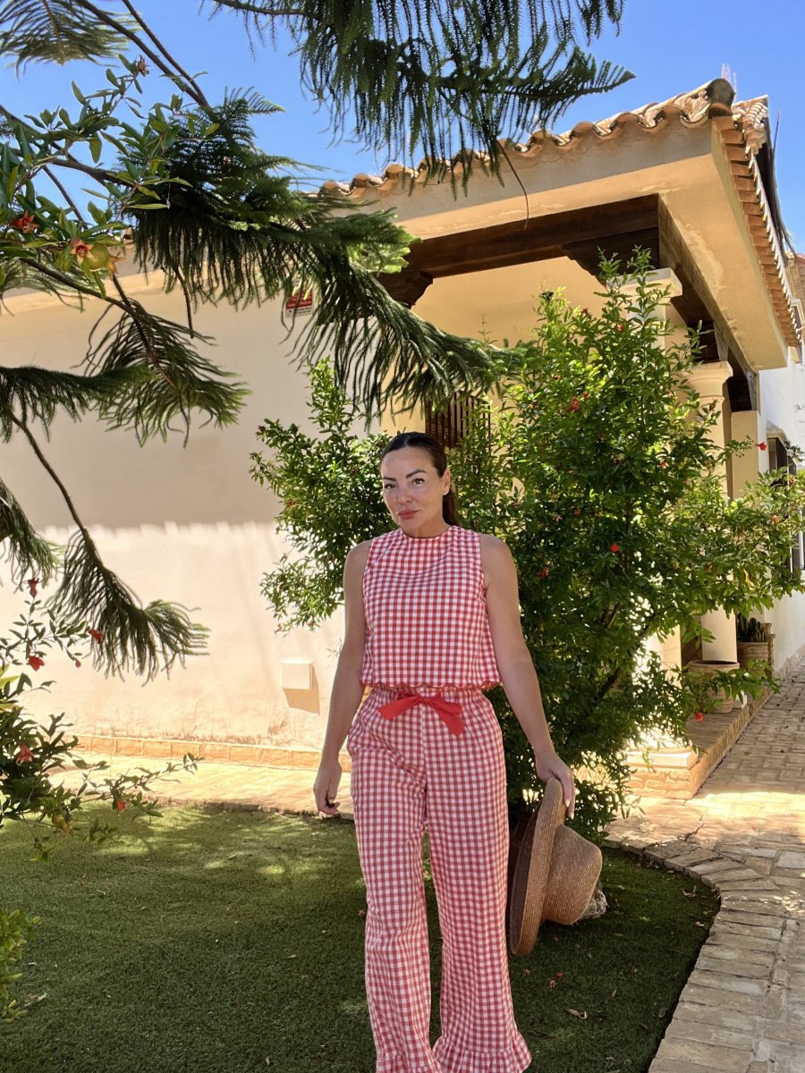 Conjunto Capri con estampado Vichy y detalle de lazo - Imagen 4