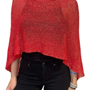 Poncho Il Baco Da Seta Lurex Rojo