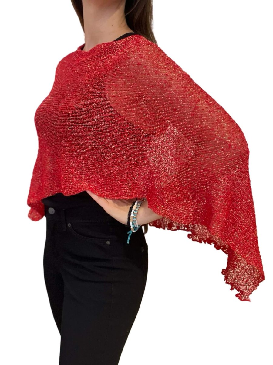 Poncho Il Baco Da Seta Lurex Rojo - Imagen 3