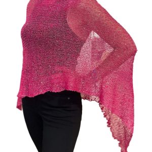 Poncho Il Baco Da Seta Lurex Fucsia