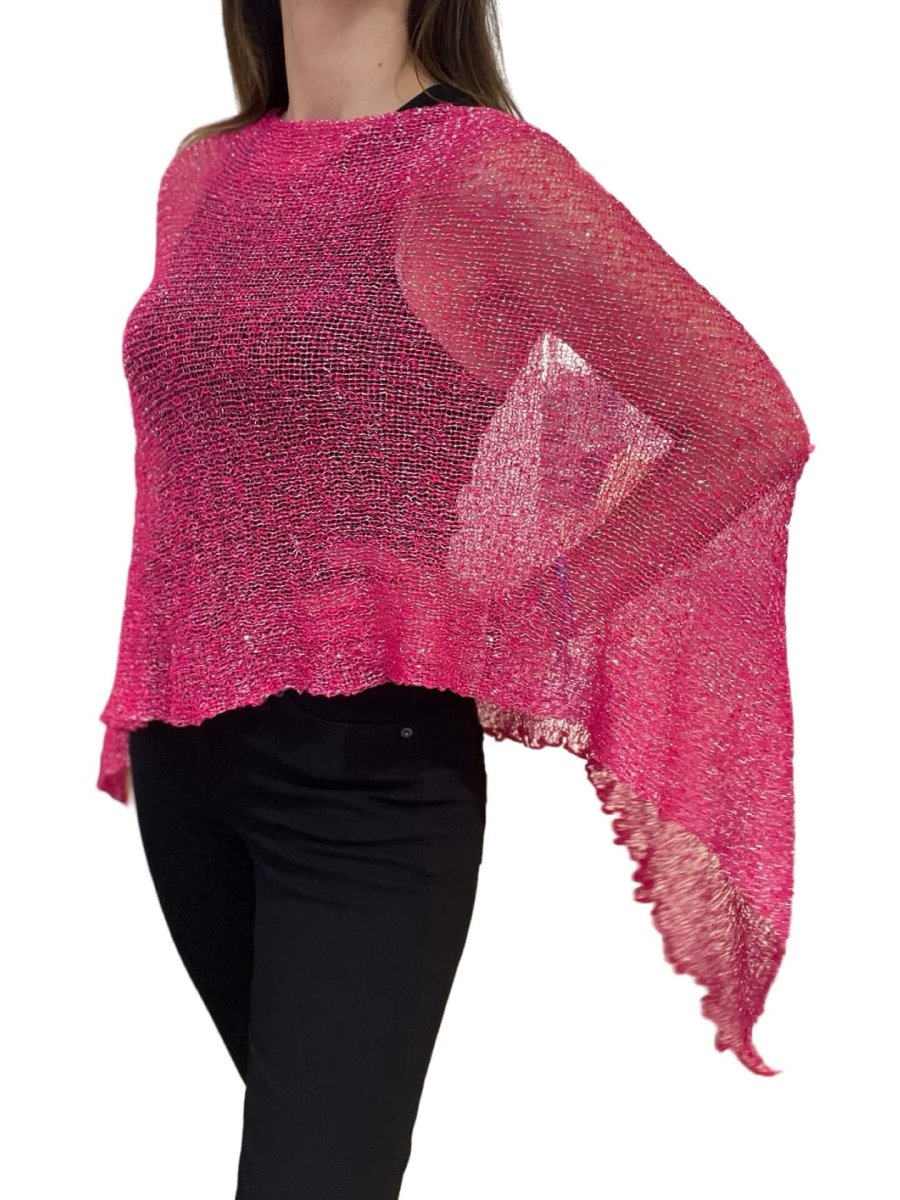 Poncho Il Baco Da Seta Lurex Fucsia - Imagen 2