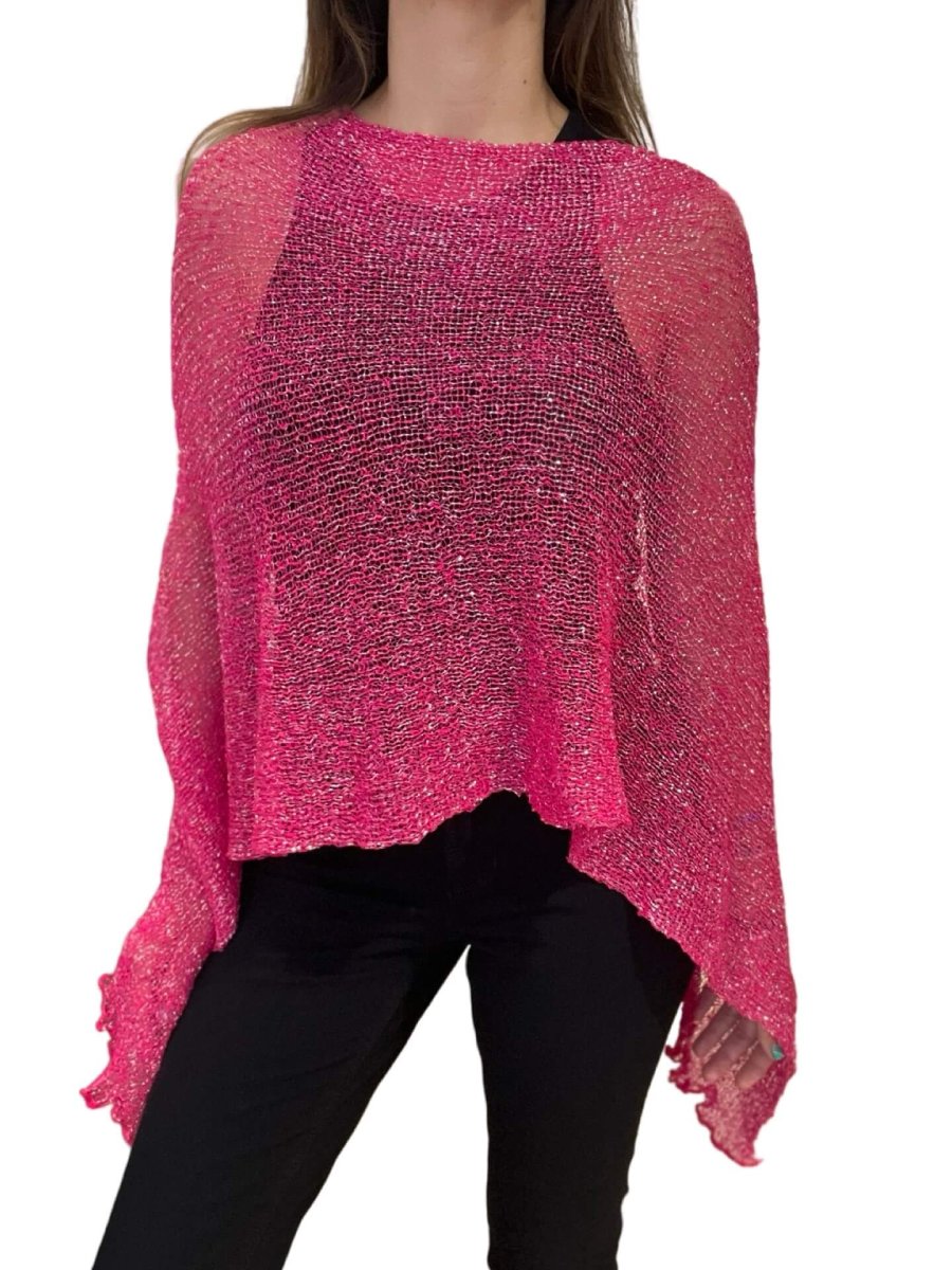 Poncho Il Baco Da Seta Lurex Fucsia - Imagen 3