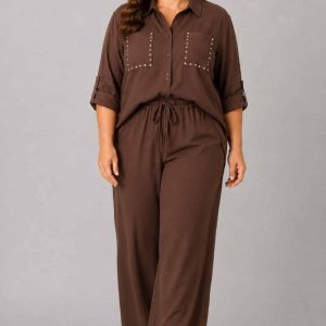 Conjunto Crep Bolsillos Marron