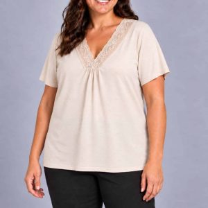 Top Encaje Punto Beige