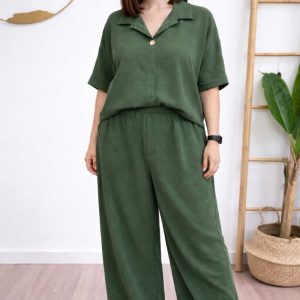 Conjunto Crep Boton Kaki