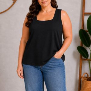 Top Escote Cuadrado Negro