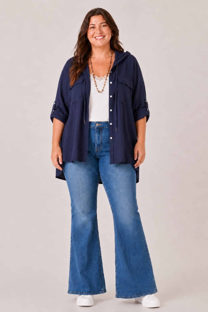 Sobrecamisa Viscosa Capucha Marino - Imagen 4