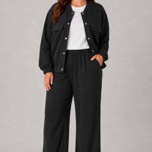 Conjunto Bomber Botones Negro