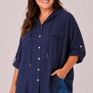 Sobrecamisa Viscosa Capucha Marino