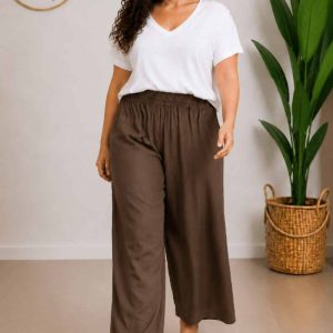 Pantalon Viscosa Ancho Marron