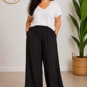 Pantalon Viscosa Ancho Negro