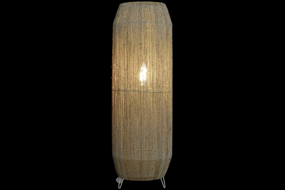 Lámpara de Pie Cilíndrica de Yute Natural y Metal para Salón y Dormitorio - Imagen 3