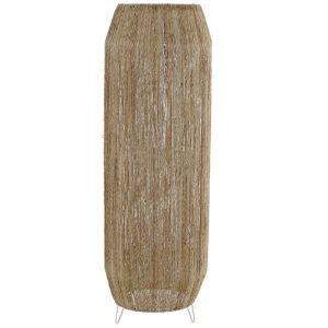 Lámpara de Pie Cilíndrica de Yute Natural y Metal para Salón y Dormitorio
