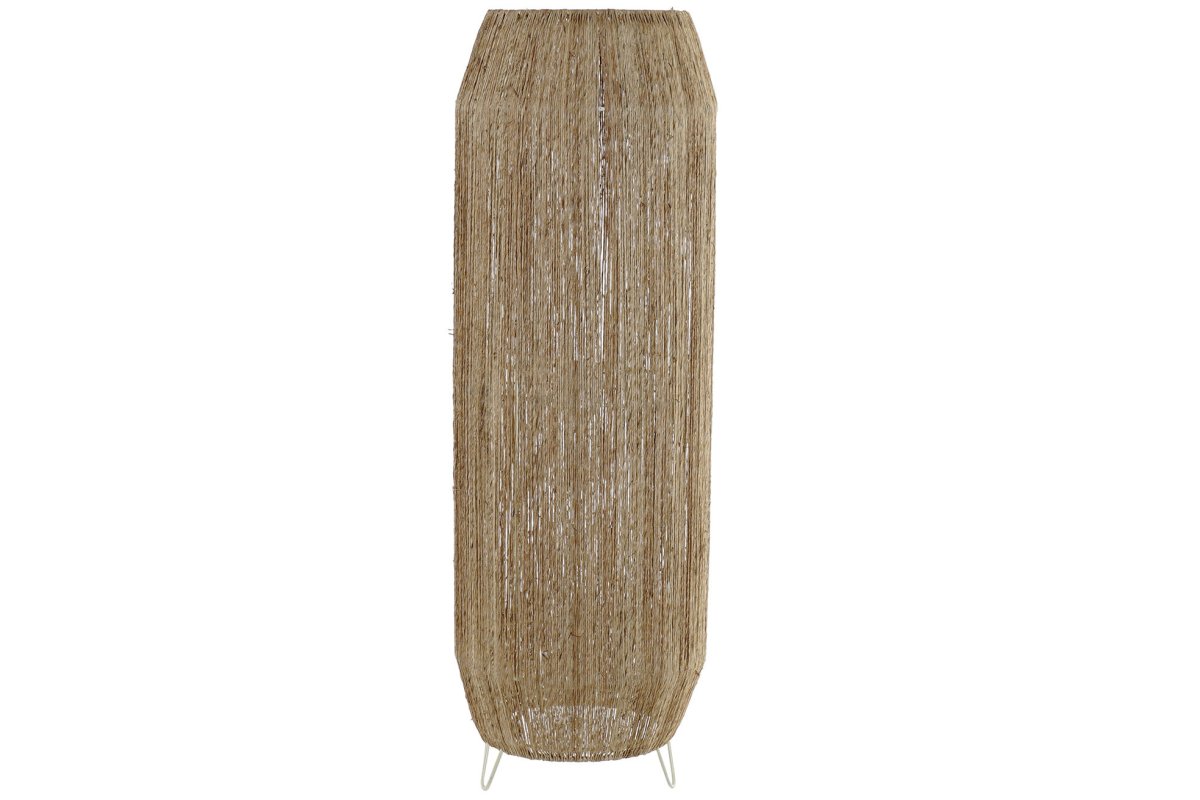 Lámpara de Pie Cilíndrica de Yute Natural y Metal para Salón y Dormitorio