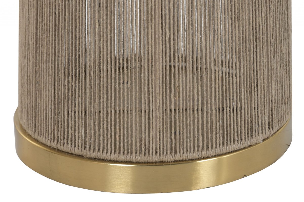 Lámpara de Pie Cónica de Rattan Natural y Detalles Dorados - Imagen 7