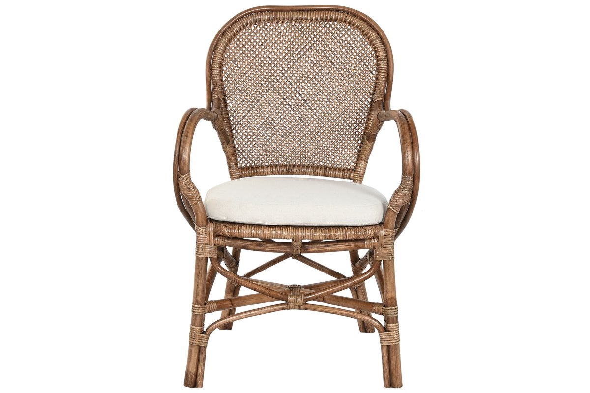 Sillón de Ratán con Brazos y Cojín Crema – Ana Faura - Imagen 3