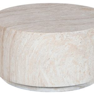 Mesa de Centro Cilíndrica efecto Travertino en Fibra de Vidrio