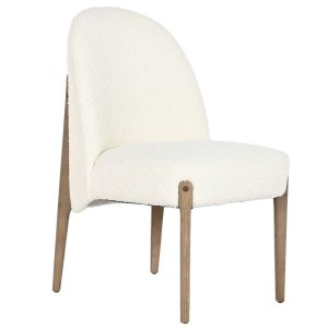 Silla de Comedor Fresno y Bouclé Diseño Curvo Modelo Ana Faura