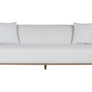 Sofá 3 Plazas Moderno Tela Bouclé Gris y Base Roble 223 cm