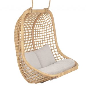 Sillón Colgante de Ratán Natural con Cojines Beige