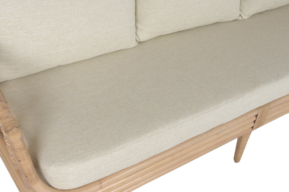 Sofá Curvo de Ratán Natural con Cojines Beige - Imagen 5