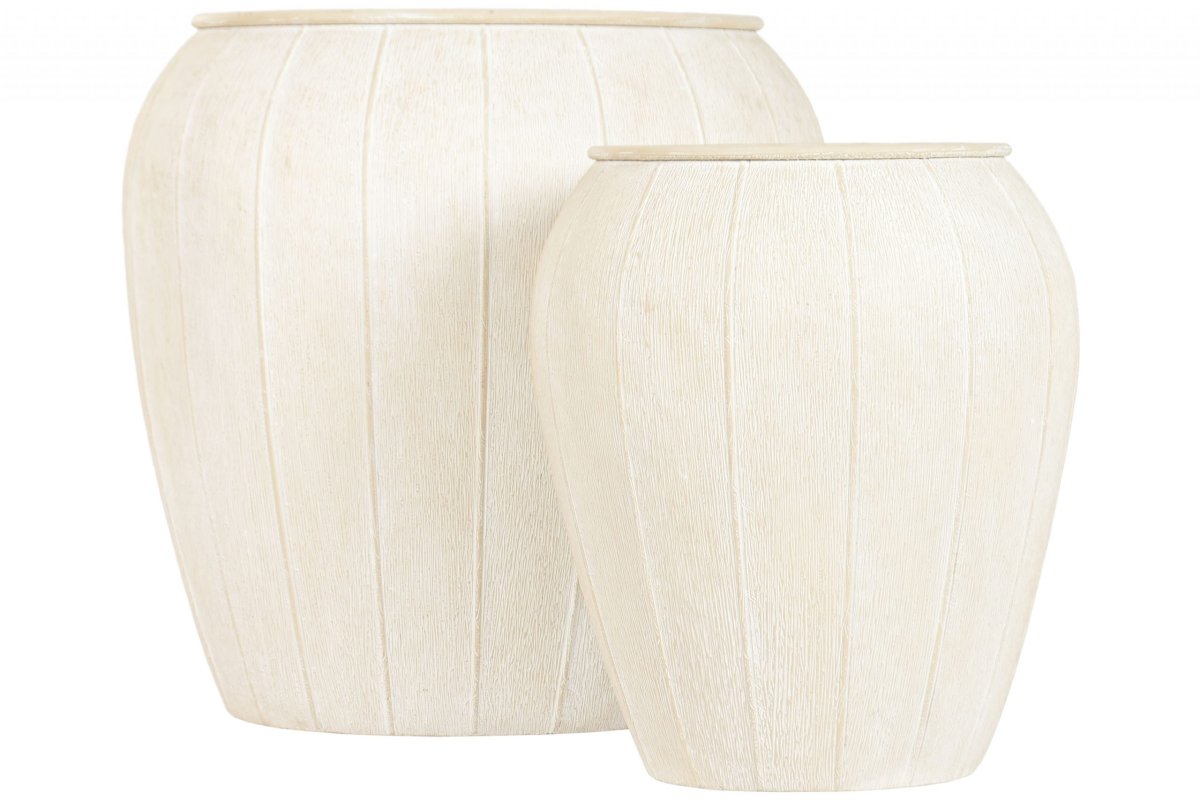 Set de 2 Maceteros Metálicos Beige Rugoso Diseño Escultórico - Imagen 5