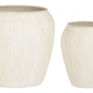 Set de 2 Maceteros Metálicos Beige Rugoso Diseño Escultórico