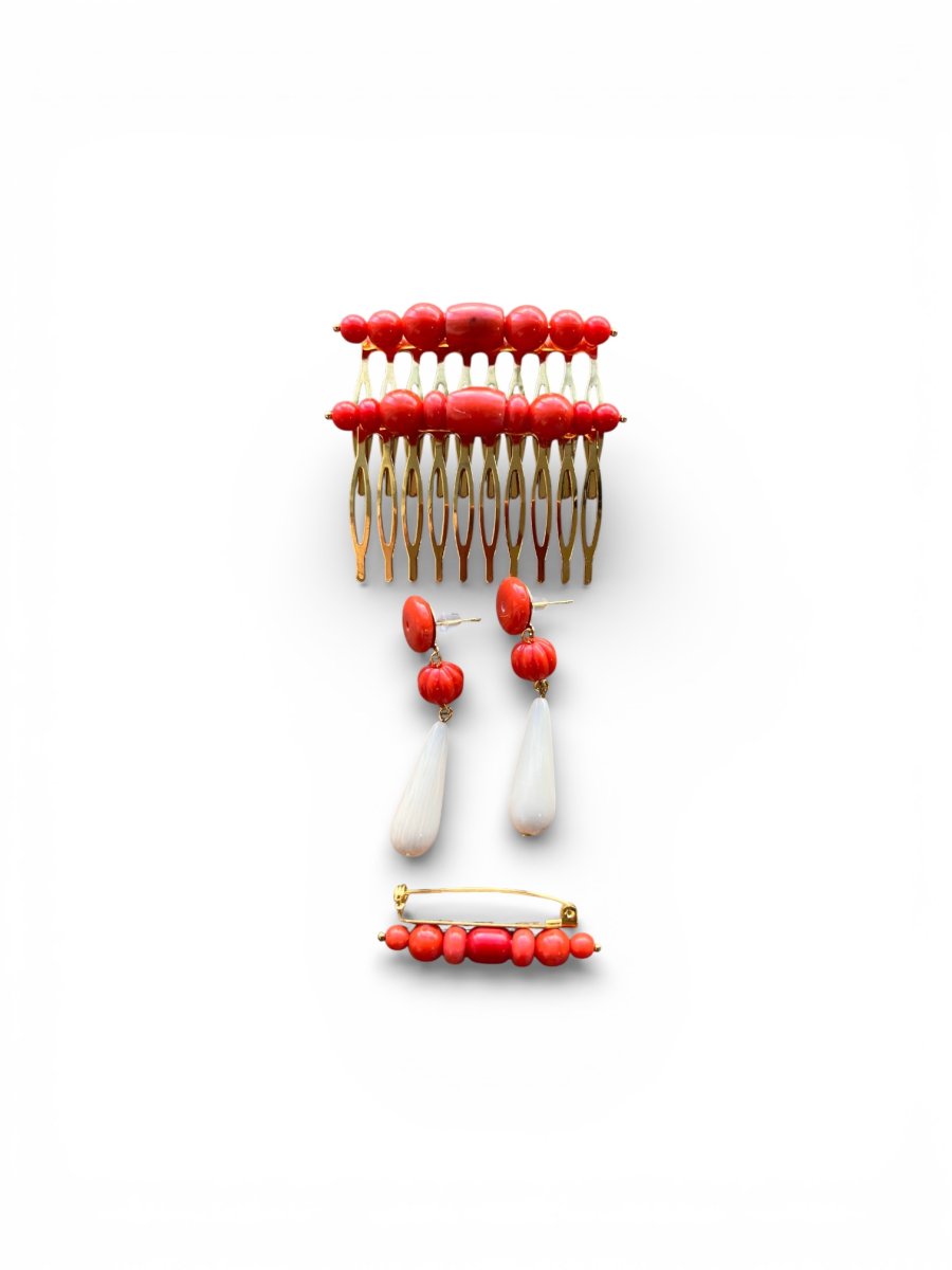 Conjunto Flamenco Gitanilla Coral y Hueso - Imagen 3